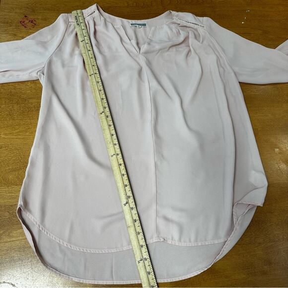 Pleione by Anthropologie Blush Pink Blouse Top Women’s Large L High Low Office - Picture 7 of 9